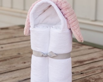 Bunny Hooded Towel-Baby Gift-Rolled Hooded Towel-Toddler Hooded Towel-Easter Hooded-Soft Bunny-Animal Hooded Towel-Soft Hooded Towel