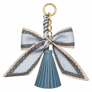 Light Blue Lace Bow Tassel Purse Charm-Bow Key Ring-Purse Charm-Purse Charm