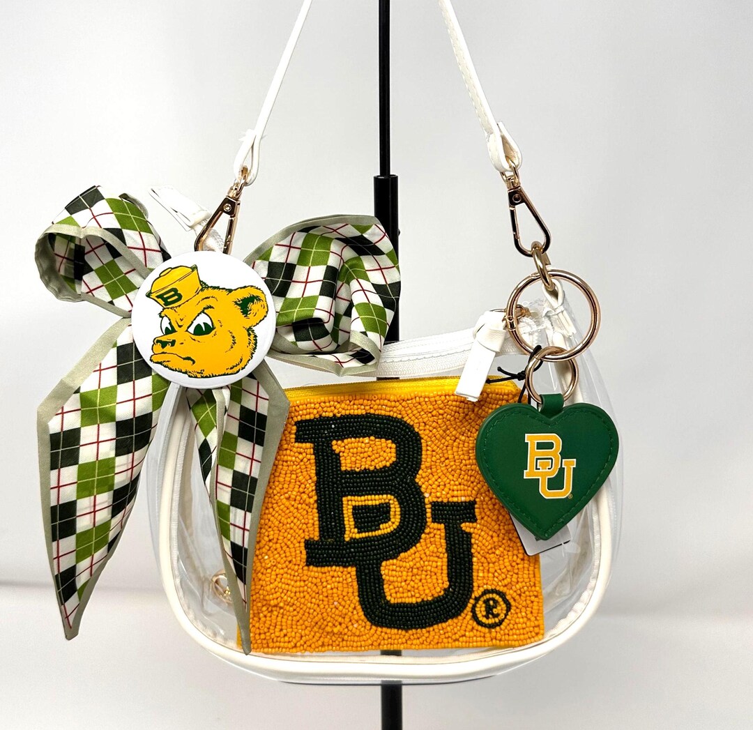 Baylor Clear Stadium Purse: White Vegan Leather Crossbody-baylor Heart ...