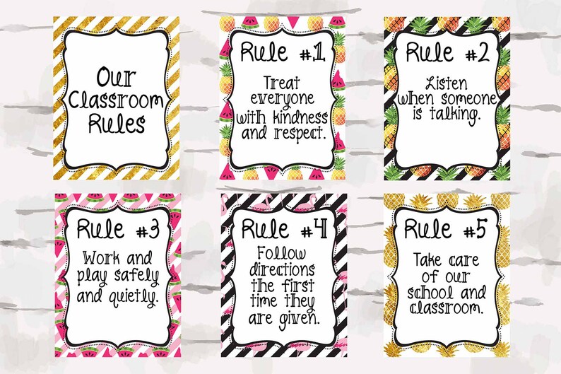 Tropical Classroom Rules Pineapple Classroom Decor Teaching Etsy