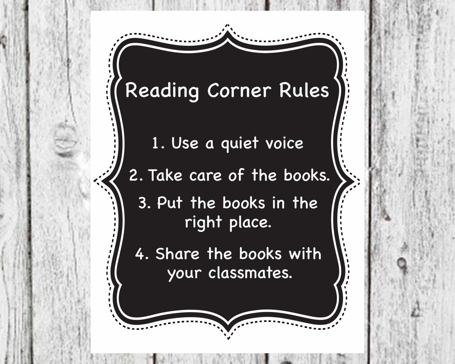 Chalkboard Reading Corner Rules Teacher's Decor Etsy