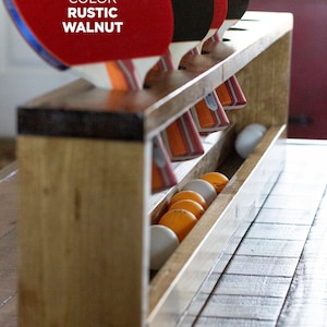 8-Paddle Ping Pong Paddle Rack Stand-Alone / TABLETOP Table Tennis Paddle and Ball Holder for EIGHT Paddles (34.75&quot; x 8&quot; x 3.75&quot;)