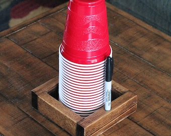 Solo Cup and Marker Holder 5.75" x 5.75" x 1.75"/Holder for Drink Cups/Solo Cup Holder with Slot for Marker/Drink Cups and Sharpie Holder
