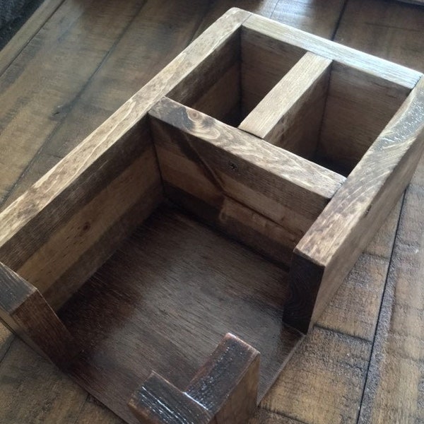THE DISTILLERY Bar Caddy for 5 inch Cocktail Napkins / Bar Caddy / Straw and Napkin Holder / Wooden Box