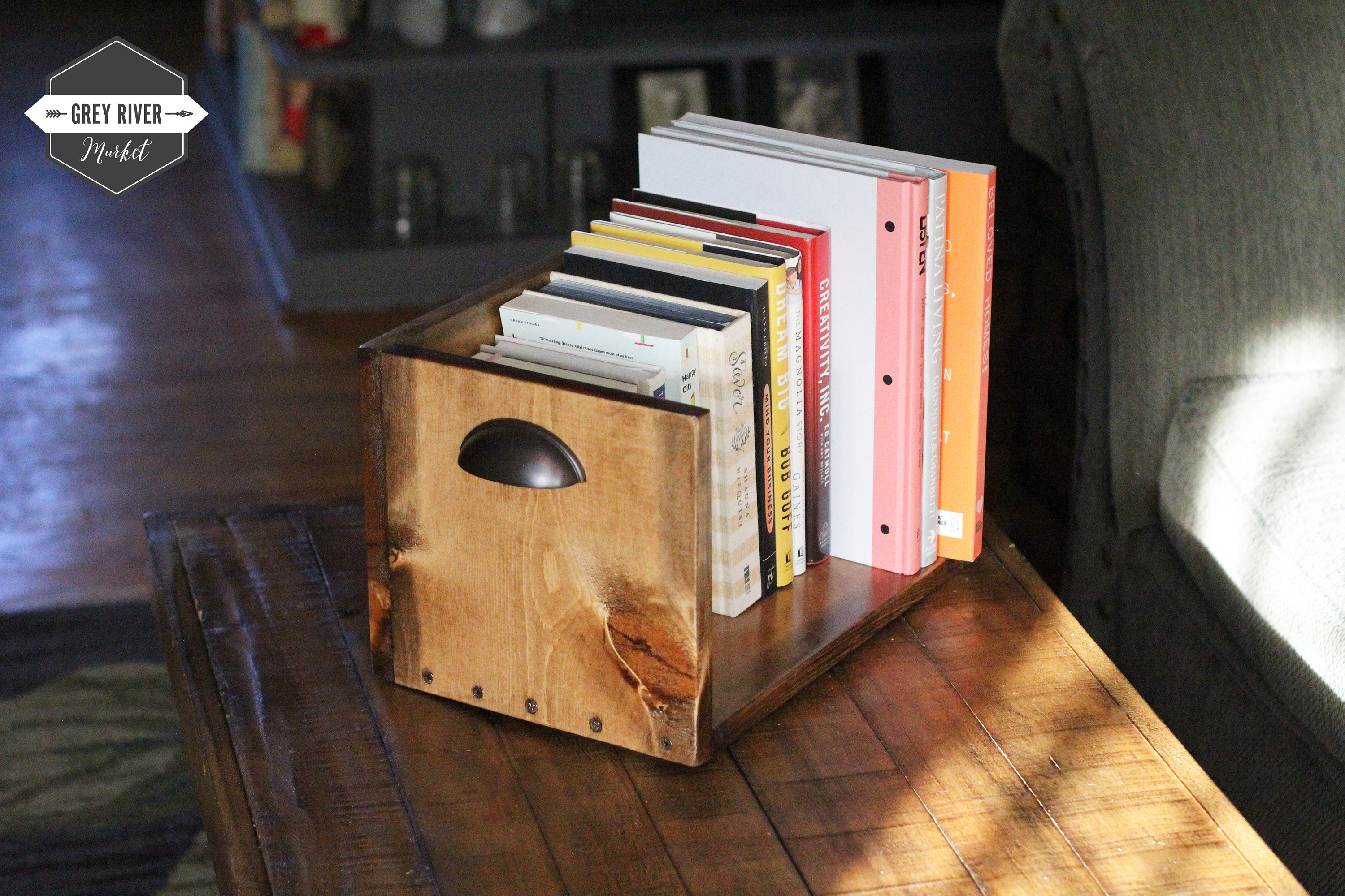 MEDIUM Bookshelf Box With Optional Rustic Iron Handles Etsy