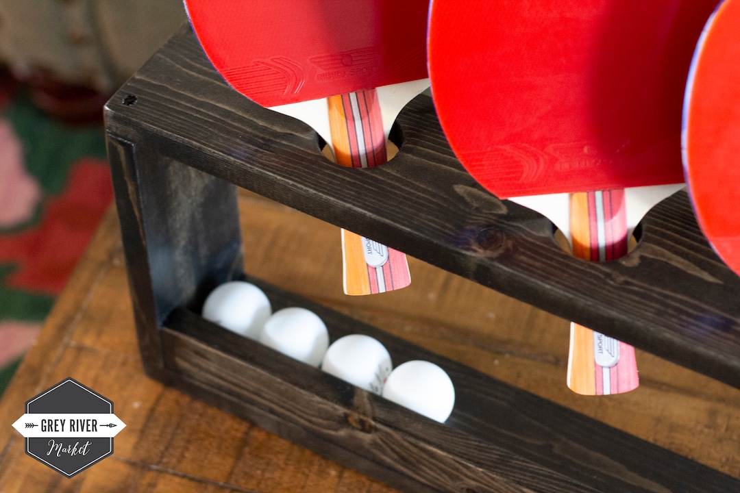 Wall-mounted Ping Pong Paddle and Ball Rack: White Pine (for 6 Paddles ...