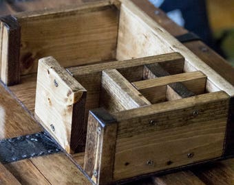 THE PUBLIC HOUSE Bar Caddy for 6 inch Napkins / Utensil Caddy / Bar Caddy / Straw and Napkin Holder / Kitchen Silverware Holder