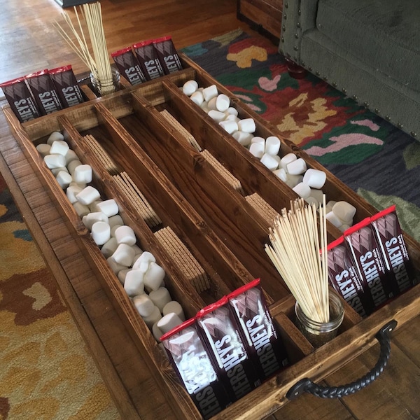 Extra Large S'mores Caddy: White Pine & Oak Serving Box (34" x 19.5" x 3")