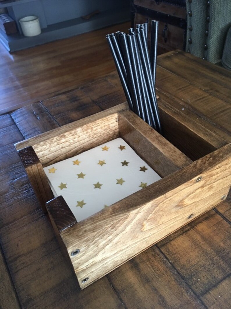 PETITE Bar Caddy / Straw and Napkin Holder / Straw & Napkin Etsy