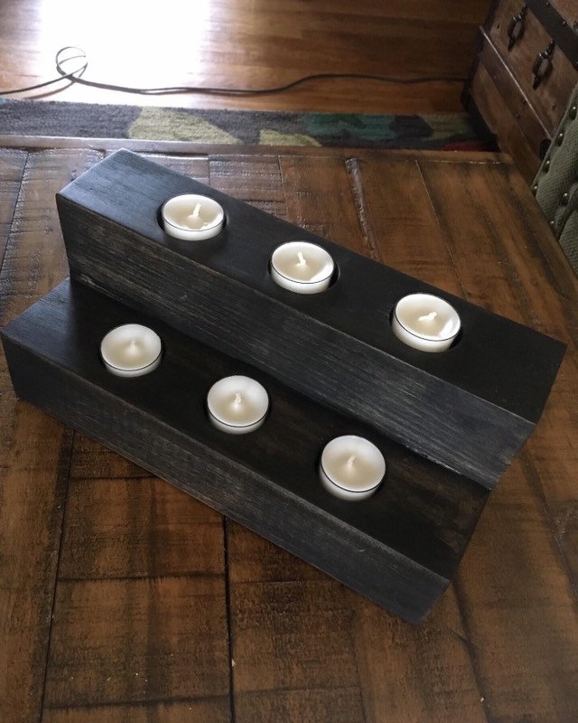 12 Twotiered Wooden Candle Holder / Two Tiers Each With Etsy