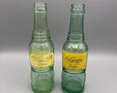 NuGrape Soda Bottles, Pair, Green Glass, 6 Fluid Ounces, Atlanta, Ga, Asheville, NC