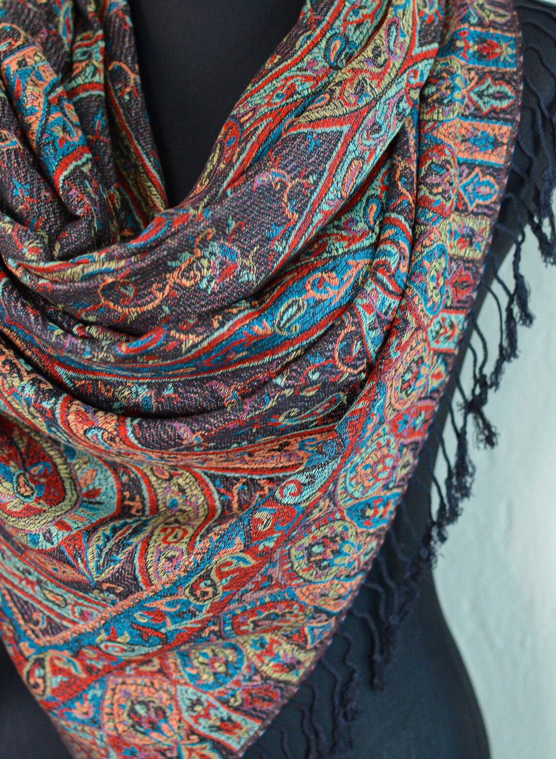 TZ Promise Damen Pashmina-Schal Mit Regenbogen Paisley Muster - 182cm