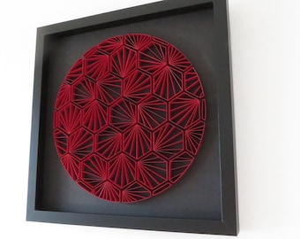 Wall Hanging, Geometric Paper Art, Handmade Paper Decor, 3D Paper Sculpture, Paper Craft in Shadowbox, Wall Art for Living Room