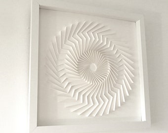 Geometric paper art, Vortex, paper artwork, 3D paper sculpture, papercraft, origami, shadowbox, 3D art wall decor for gift