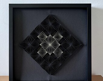 Minimalist Black Wall Decor, Living Room Wall Decor, Wall Art Paper Craft, Geometric Paper Artwork,  3D Art Wall Decor for Gift