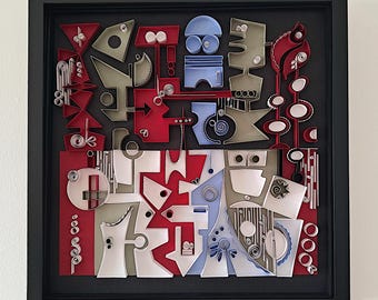 Contemporary Futuristic Home Decor, 3D Paper Art | Abstract Shadowbox Wall Decor