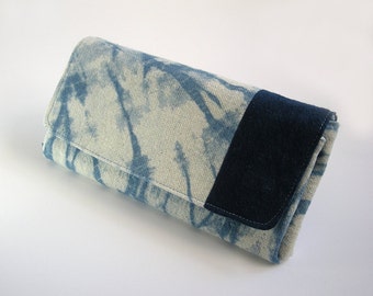 Wallet, Indigo Blue, Japanese Shibori, Hand Dyed, Indigo, Blue, Shibori Pattern, travel wallet, passport, Purse, something blue, Aizome