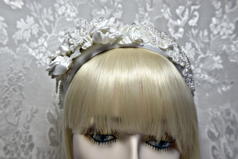 juliet headpiece pearl satin flower headpiece victorian bridal headpiece victorian headband juliet headband juliet wedding headpiece