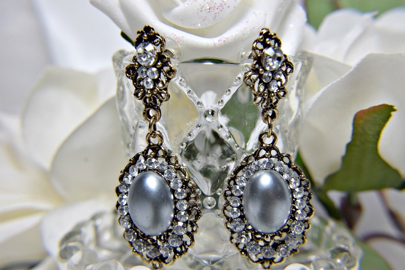 GATSBY necklace set dress party gatsby wedding great gatsby accessories Art Deco Necklace set 1920s roaring 20s GREY PEARL neckace set