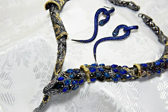Alexis Bittar SNAKE NECKLACE Set, Blue Sapphire sn