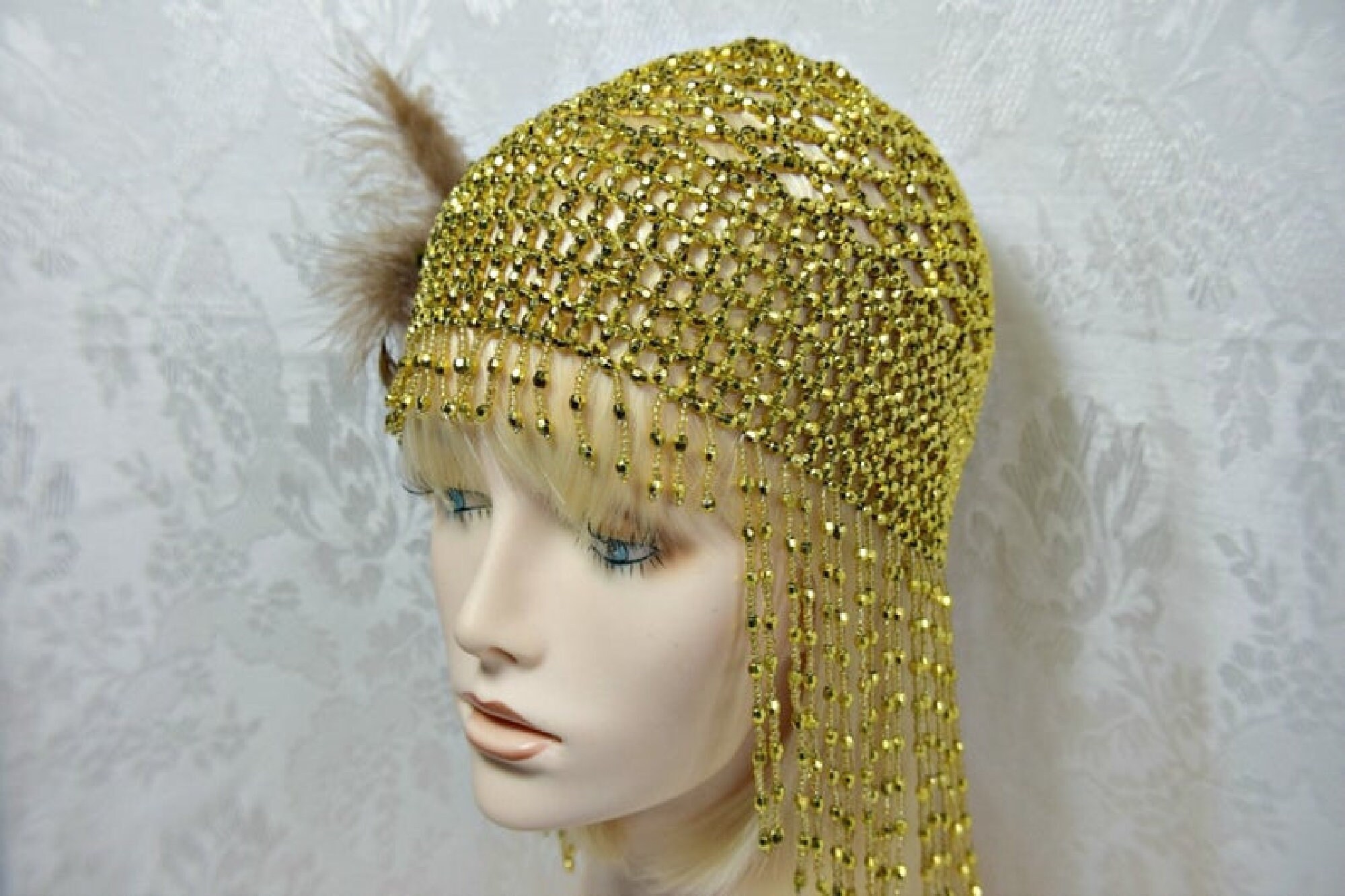 Gold Beaded GATSBY HEADPIECE Gold Beaded Flapper Cap 1920s Etsy
