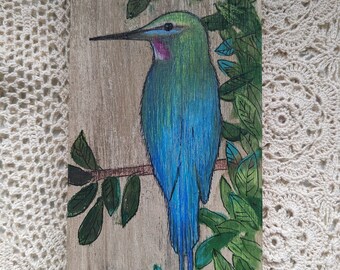 Green blue bird of paradise wall art