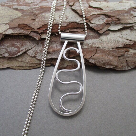 Sterling Silver & Black Wire Cord Necklace