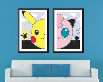 Pokémon minimalista: conjunto de Pikachu y Jigglypuff