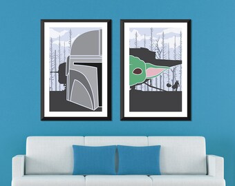 Conjunto minimalista de Star Wars: Mandalorian y el niño