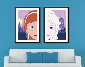 Minimalista congelado: conjunto de Anna y Elsa