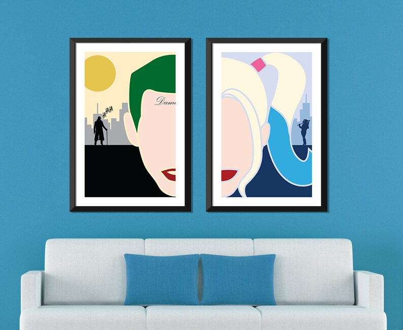 DC Minimalist Joker & Harley Quinn Set Etsy