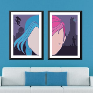 League of Legends Minimalist: Arcane Jinx & Vi Print