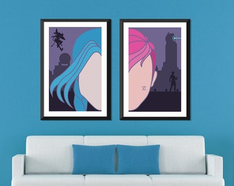League of Legends Minimalista: Arcane Jinx & Vi Print