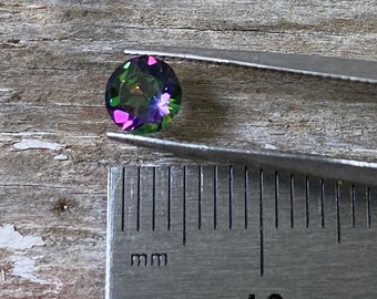 Mystic Green, one 5mm faceted green/violet topaz semiprecious gemstone