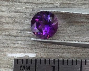 Amethyst, one 6mm faceted semiprecious gemstone, AA grade