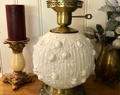 Vintage Fenton White Cabbage Rose Gone with the Wind Lamp Base Three Way Lighting Collectible Fenton Lamp Retro Lighting Decor