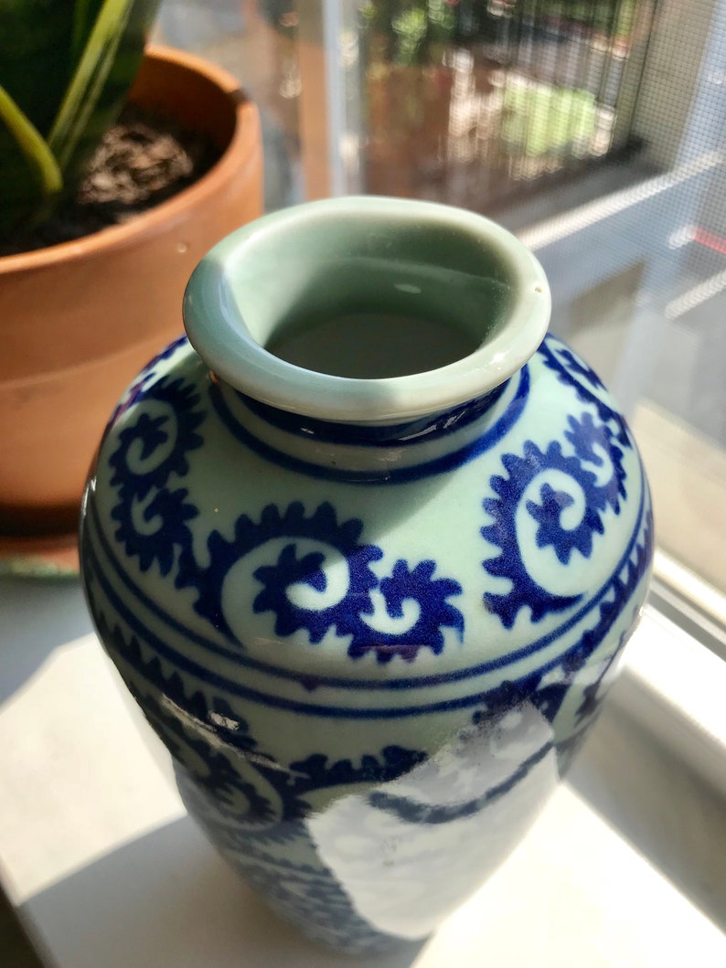 Vintage Cobalt Blue Paisley Design Ceramic Glaze Vase | Etsy