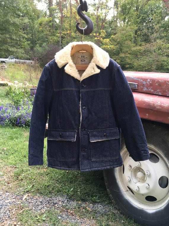 Vintage Montgomery Wards Denim Faux Sherpa Chore J