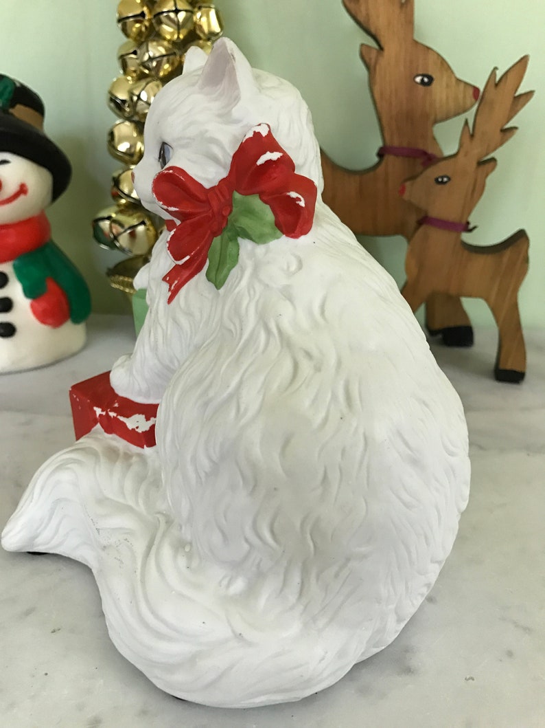 Vintage Enesco Musical Christmas Cat Figurine 1990 Designed by Etsy