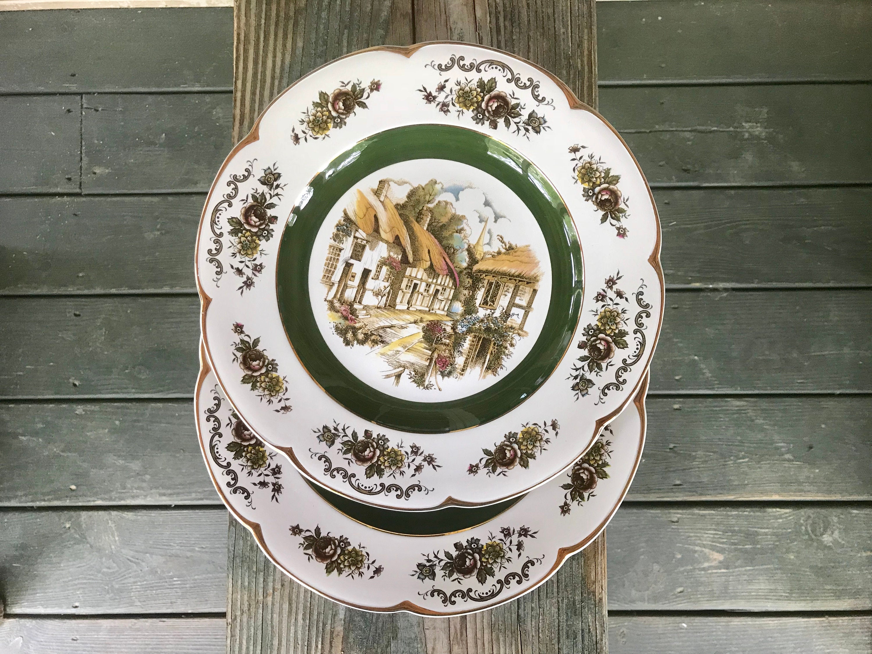 Vintage madera e hijos Ascot service plate set de dos placas | Etsy