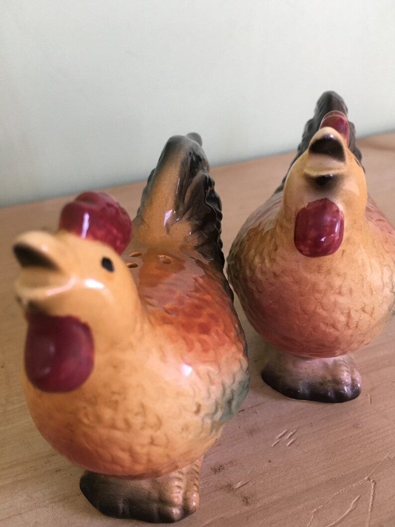 Vintage Ceramic Chicken Salt and Pepper Shakers Farmhouse Chic Etsy