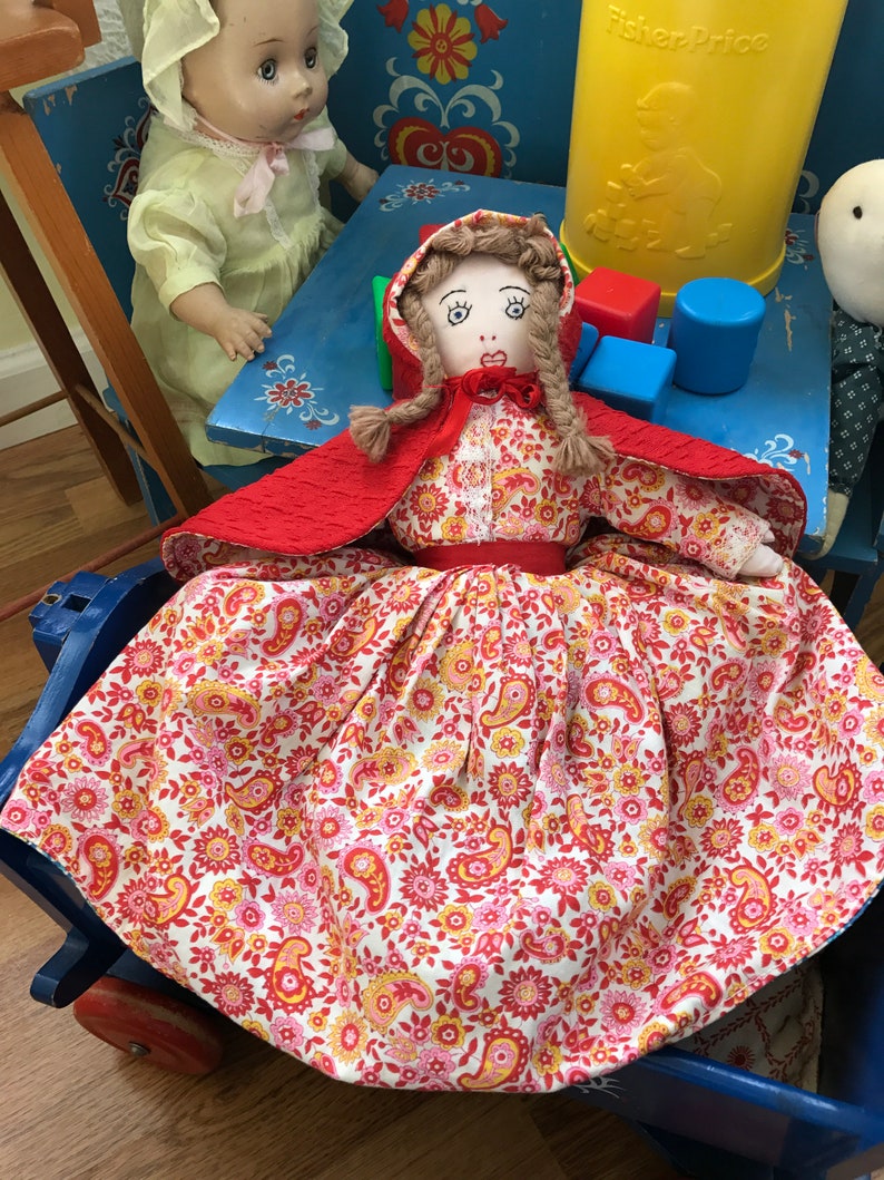 vintage little red riding hood topsy turvy doll