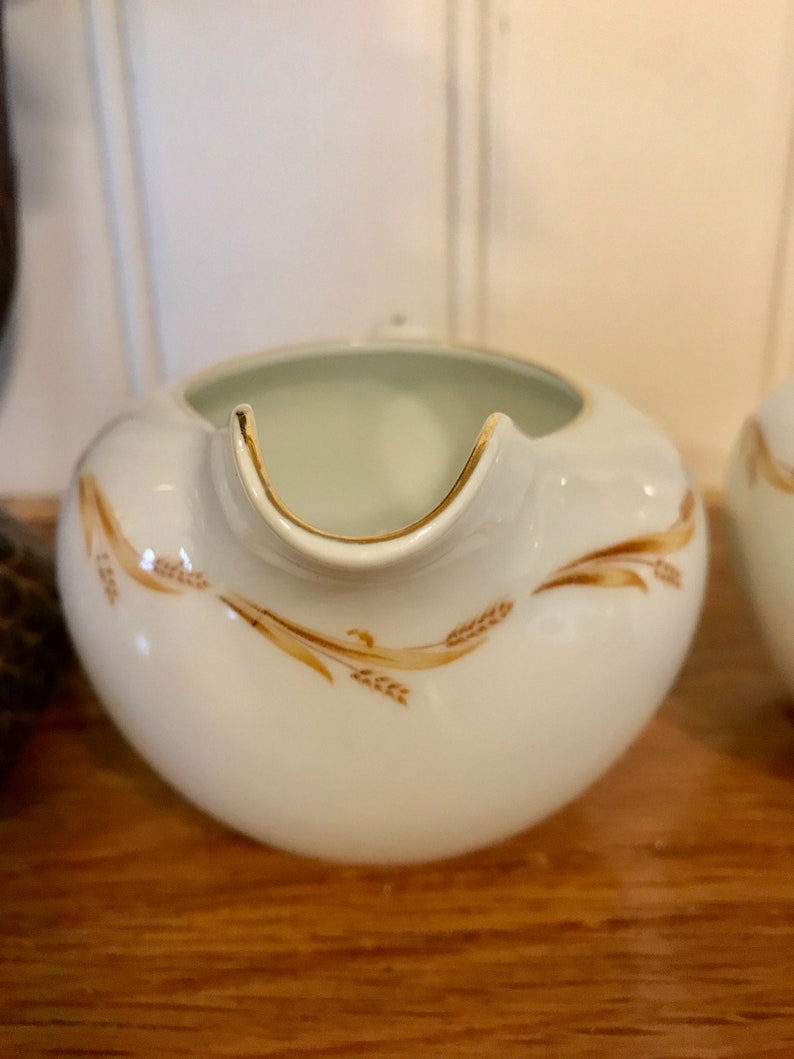 Vintage Abalone China Golden Grain Sugar and Creamer Set Made in Japan