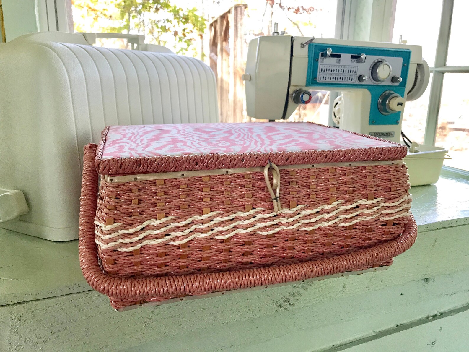 Vintage Dritz Scovill Pink Wicker Sewing Basket 17081 Made in | Etsy