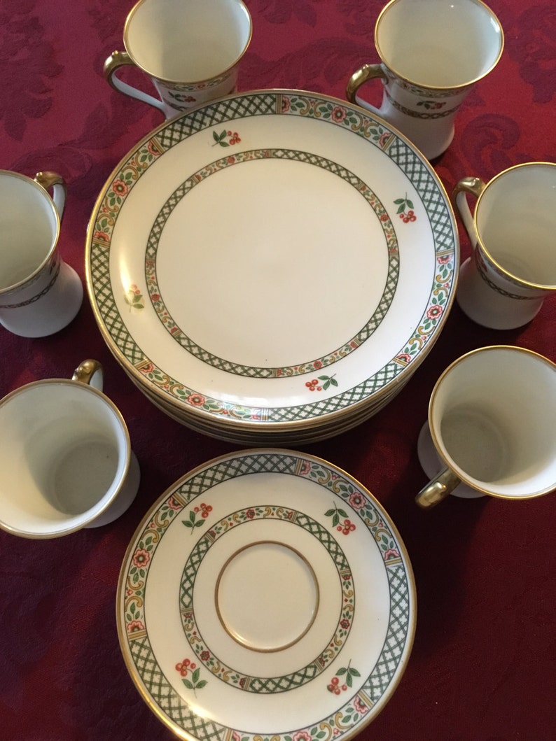 Vintage GDA Limoges Fine China Six Place Luncheon Set Dessert Etsy