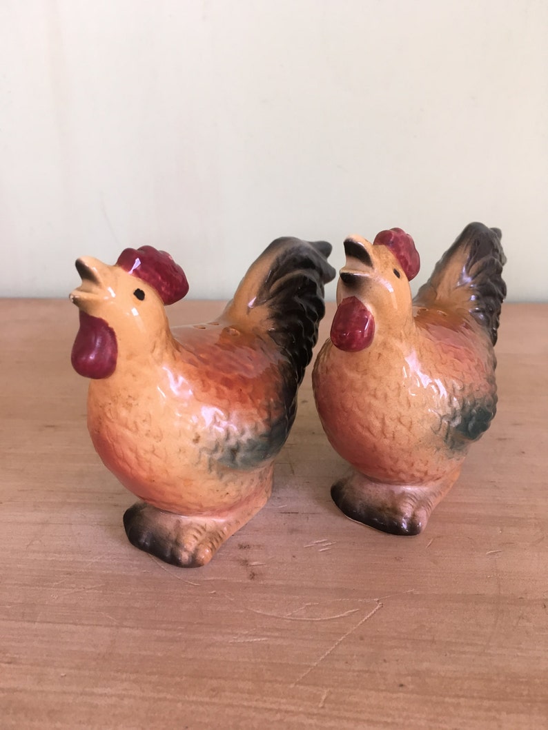 Vintage Ceramic Chicken Salt and Pepper Shakers Farmhouse Chic Etsy