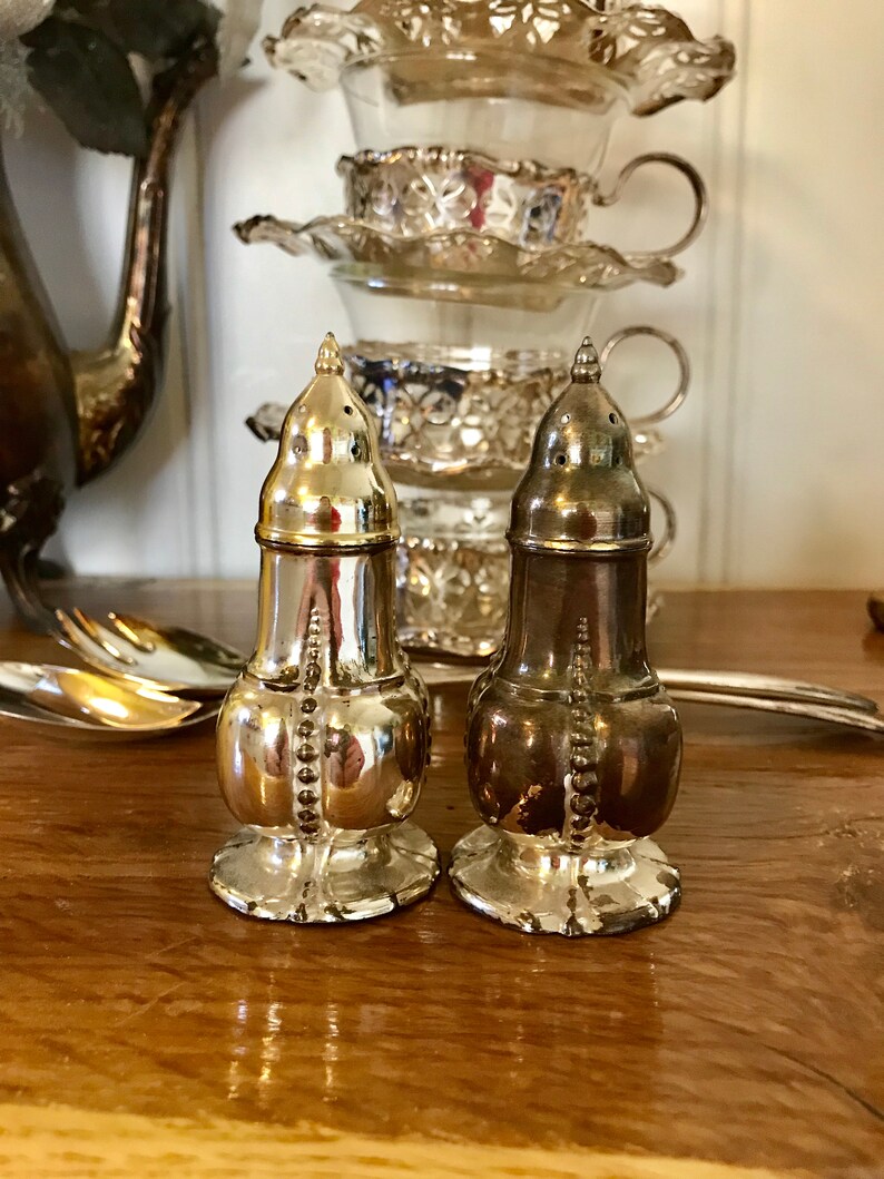 Vintage Ornate Silverplate Salt and Pepper Shakers Elegant Tablescape Decor