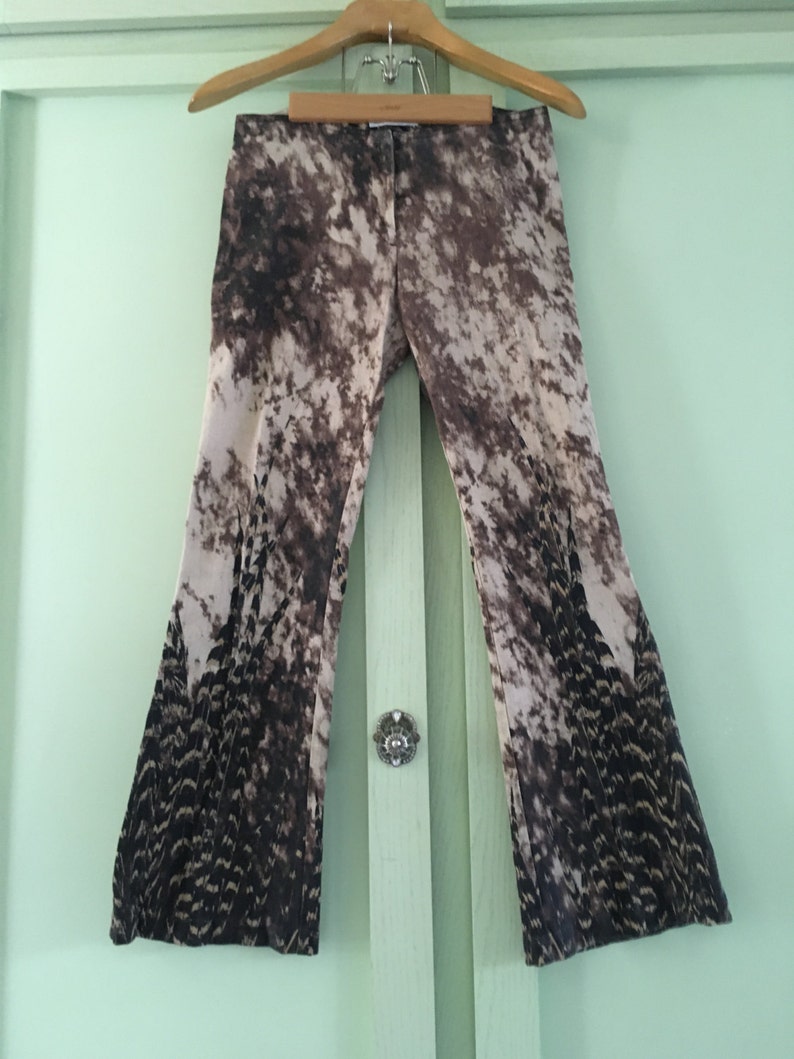 Vintage Solo Paris Jeans Ladies 34 Tie Dye Feather Motif BohoChic Hippie Chic Vintage Jeans