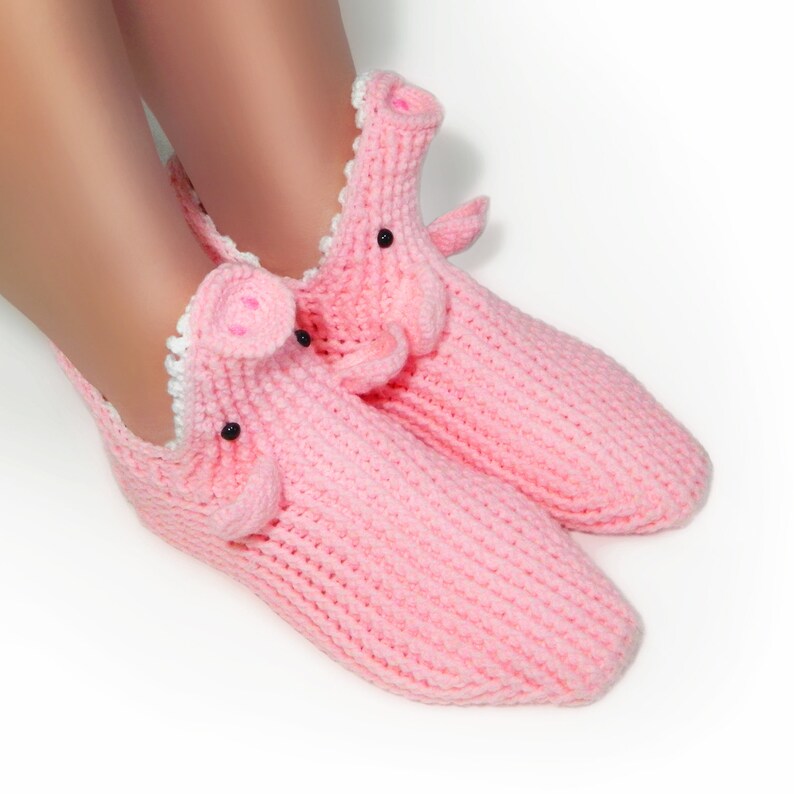 Crochet Pig Slippers Socks / Unisex Funny Warm Home Shoes / Etsy