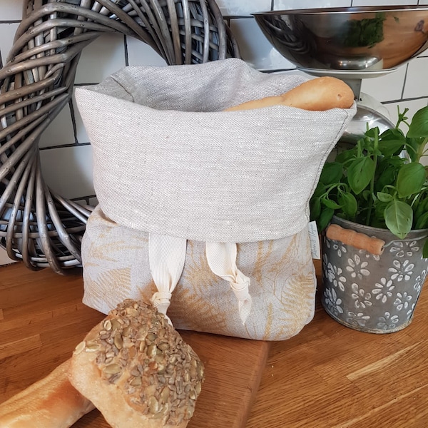 Gold Fern Linen Bread Bag